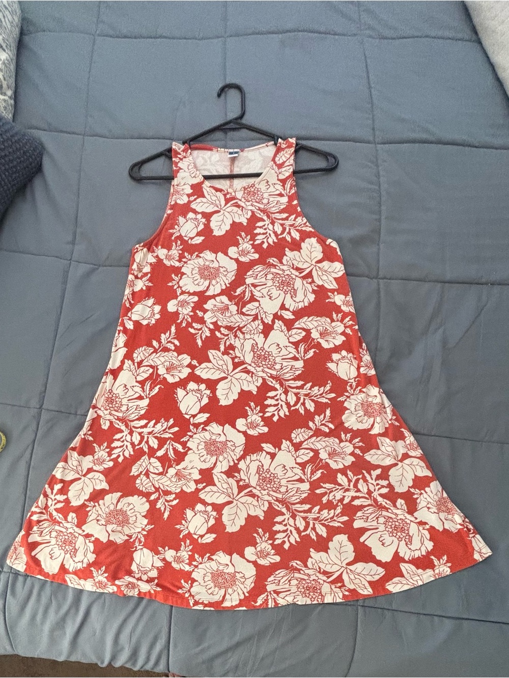 Womens Floral A-Line Dress in Coral and Cream